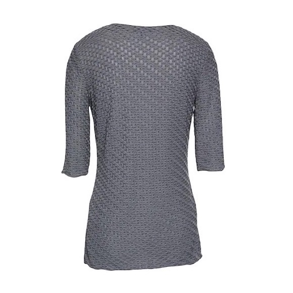 Emporio Armani Gray Jacquard Round Collar T-shirt Sz 36 (US 0), Made in Italy - Picture 5 of 11